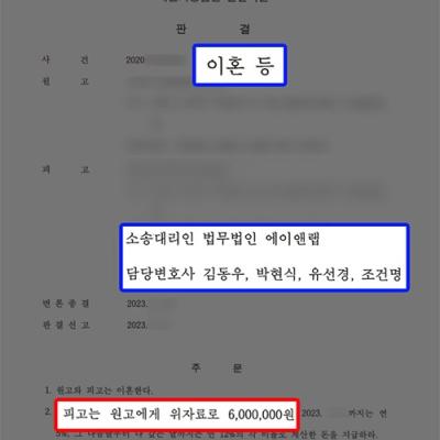 유책배우자로 지목된 이혼 소송 피고 대리하여 위자료 70% 감액 성공